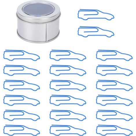 20Pcs Paper Clips Blue Car Paperclip Mini Fun Bookmarks for Office School Document Organizing (1/5)
