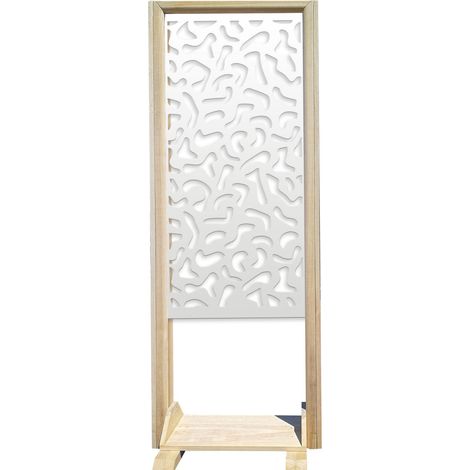 MACCHIE - Paravent modulable - 70x190 cm - en bois et PVC - Couleur : blanc