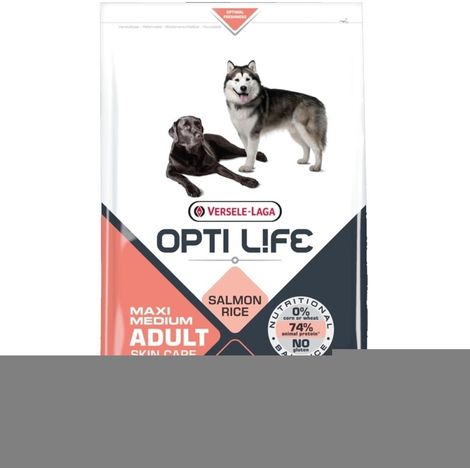 OPTI Life Skin Care Croquettes pour chiens de taille moyenne et maxi au saumon et au riz 12,5 kg Offre exclusive (1/3)