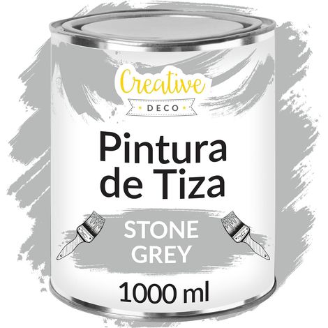 Creative Deco Pintura a la Tiza Gris 1L Mate y Lavable para Muebles de Madera