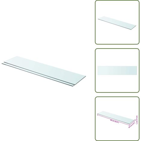 Panneaux d'étagère 2 pcs Verre Transparent 90 x 20 cm - Etagere Murale - Étagère Verre - Étagère Transparente - Décoration Murale - Rangement Mural (1/5)