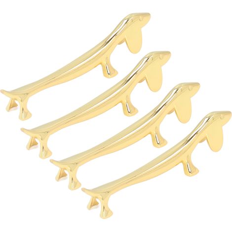 Ensemble de 4 repose-baguettes à surface lisse, réutilisables, motif animal mignon, couleur dorée, pour la maison, le restaurant, les fêtes (teckel) (1/5)