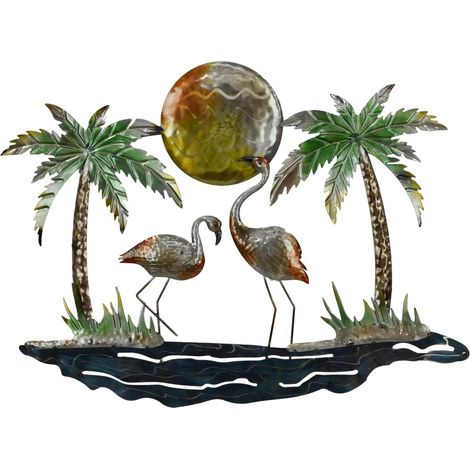 Dekorative Flamingos-Wanddekoration aus Metall für Zuhause, Büro, Wohnzimmer, Schlafzimmer