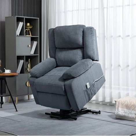 Sillón relax eléctrico 92x93x105 cm gris en poliéster con función levantapersonas y reclinación (1/3)