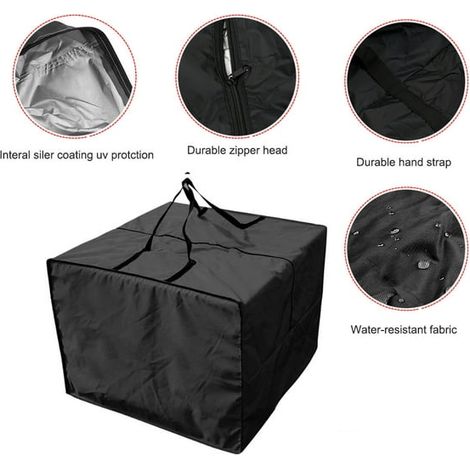 Housse de rangement pour coussins, sac de transport robuste pour mobilier extérieur, protection housse imperméable pour coussins de terrasse, sac de stockage pratique pour meubles de jardin, couvre-co (1/5)