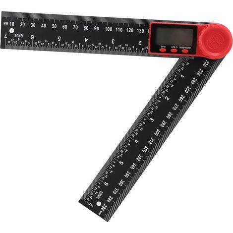 Règle numérique angulaire 2 en 1 - 200mm, léger et pratique, affichage digital précis, outil de mesure d'angle en plastique noir.
