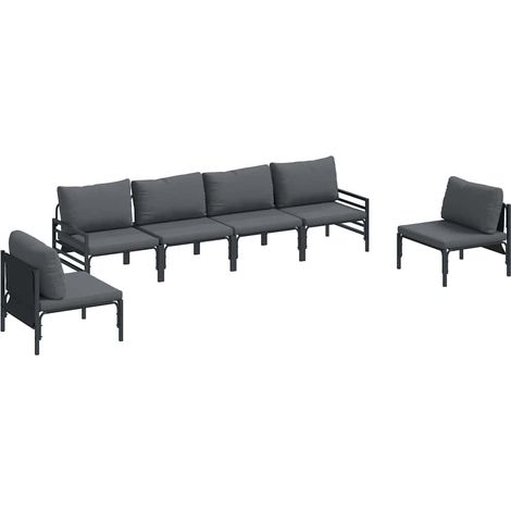 Maison Exclusive - Set Divano da Giardino 6 pz Nero Acciaio (1/5)