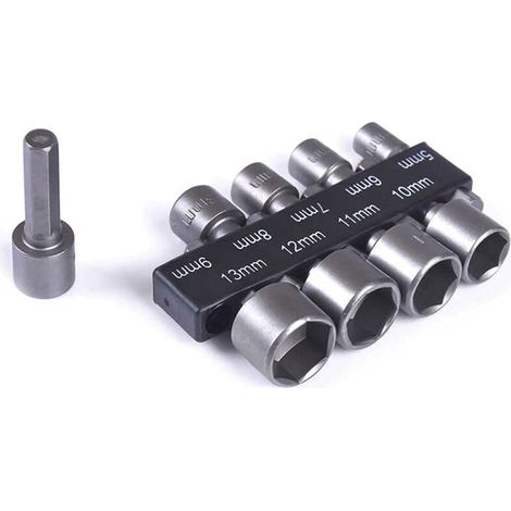 YMYNY 9-teiliges 5-13-mm-Steckschlüssel-Bohrer-Set, Bit-Steckschlüssel-Set, für 1/4-Zoll-Sechskantschaft-Bohrmaschinen, elektrische Schraubendreher und Bohrmaschinen, Akkuschrauber (1/4)