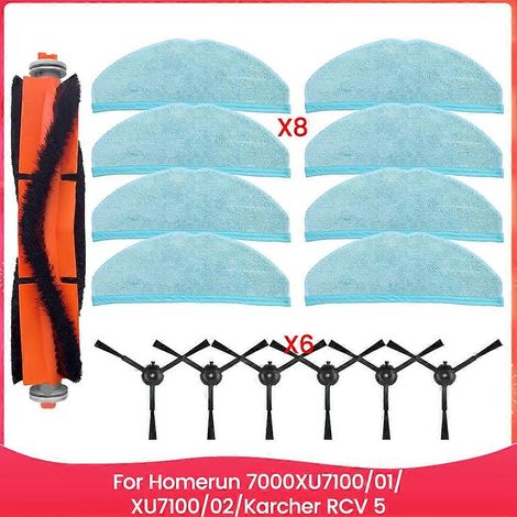 Compatible avec Philips Homerun 7000 Série XU7100/01, XU7100/02, Karcher RCV 5 Pièces pour aspirateur Brosse rouleau principale et brosse latérale Lingettes de lavage (1/5)
