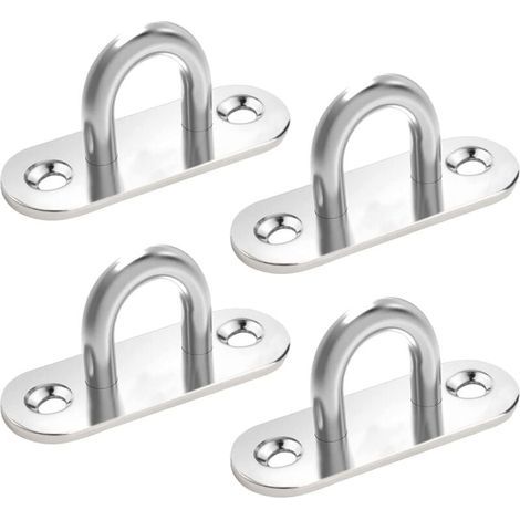 4PCS Plaque à œil en Acier Inoxydable, Plaque Oeillet Plaque de Couverture, 304 Crochets Métal Forme U Crochet au Plafond, Fixation pour Crochets Muraux Chaises Suspendues Auvent Accessoires de Bateau (1/5)