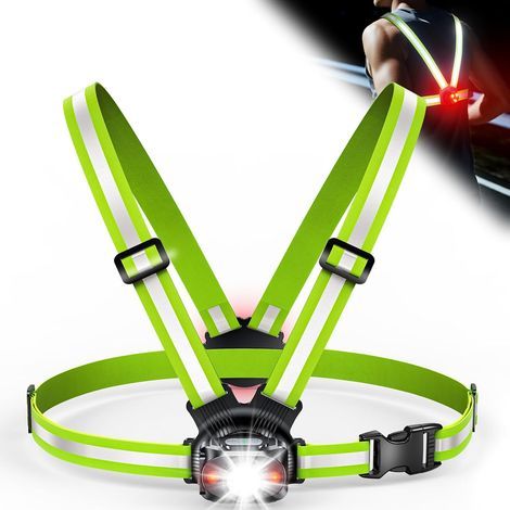 Faro da corsa ISEYOU, 500 lumen, con luce posteriore, orientabile a 45°, impermeabile IPX4, illuminazione riflettente a 360°, ricaricabile, ideale per jogging, ciclismo e sport all'aria aperta. (1/5)