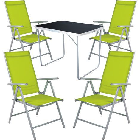 5-tlg Campingsessel Limegrün + Campingtisch-MMC330870B+4xMMC5000GG (1/4)
