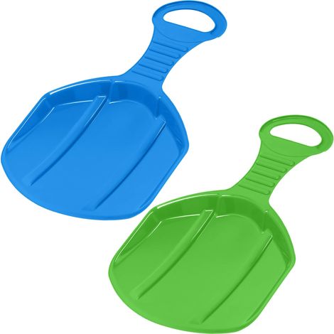 KOTARBAU® 2 pièces Luge - Plastique - 53x34x3,5 cm - Vert & Bleu - Luge à Neige - Sled - Traineau a Neige Enfant et Adulte - Traineau Léger et Résistant - Poignée Ergonomique (1/5)