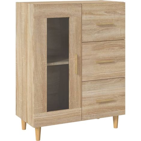Credenza cassettiera mobile contenitore organizer cucina soggiorno salotto sonoma 695 x 34 x 90 cm legno ingegnerizzato marrone 020031627