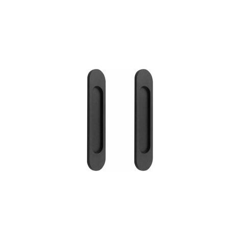 Lot de 2 poignées de porte coulissantes ovales auto-adhésives en alliage d'aluminium noir mat sans perforation pour portes coulissantes de grange, fenêtres, armoires (1/5)