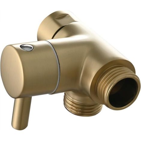G1/2" Brass Shower/Bath Diverter 3-Way Connector Valve for Dual Shower Head, Brushed Gold (1/5)