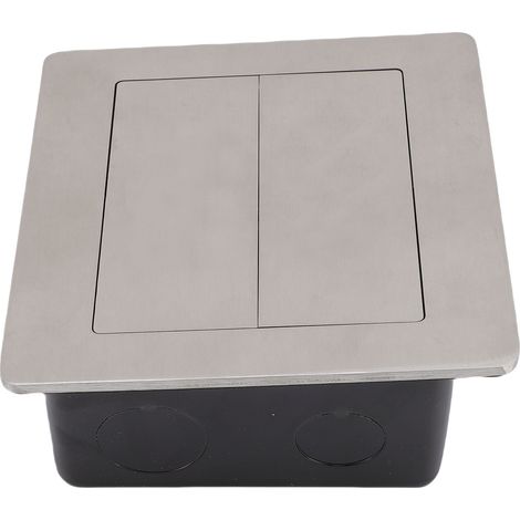 Prise encastrable de sol 3 broches USB A USB C port RJ45 argent, boîtier escamotable pour planchers, plans de travail, terrasses et tables (1/5)