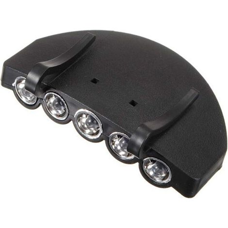 5 LED Lampe Frontale Chapeau Lumière Clip Pratique sur Le Chapeau lumière tête Lampe de Poche pour extérieur Jogging Sport (Batterie Incluse)-Ensoleillé