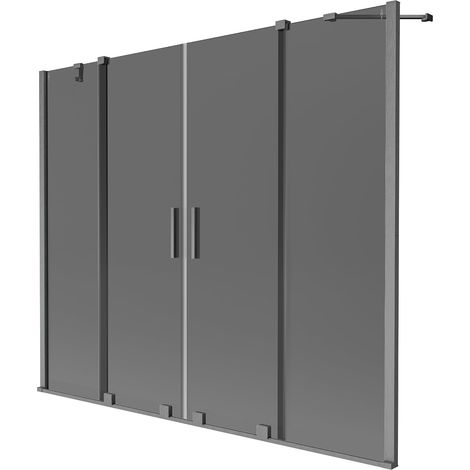 Mexen Velar Duo paravento doccia 2 ante scorrevoli 190 x 150 cm, grafite, grigio canna di fucile spazzolato - 896-190-000-42-66 (1/2)