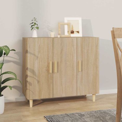 Buffet 3 portes en bois d’ingénierie chêne sonoma, 90 x 34 x 80 cm - PANGIVO (1/5)