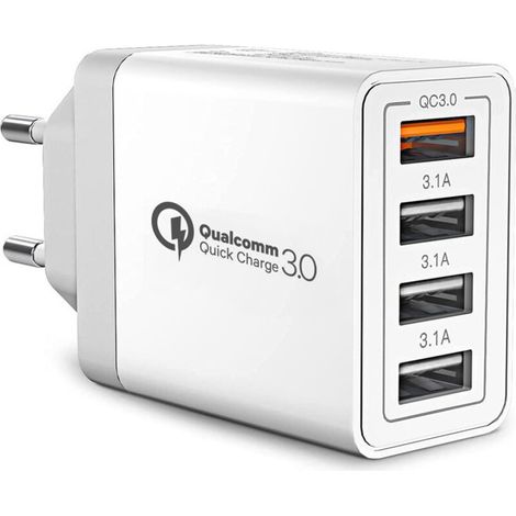 Chargeur USB, 40 W plusieurs prises USB, bloc de chargeur rapide à 4 ports Samsung QC3.0 adaptateur de chargeur USB pour iPhone 15 14 13 12 11 8 XR Samsung S24 Ultra S23 S22 S21 iPad Xiaomi Huawei Goo (1/4)