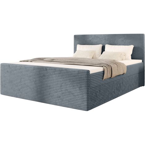 Lit Boxspring - Gris - 180x200 Cm - Lit Double - Matelas À Ressorts - Matelas À Ressorts Bonnell (1/5)