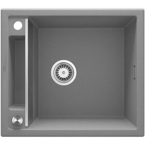 Lavello cucina in granito con 1 vasca 56x50 cm grigio metallizzato - Vora