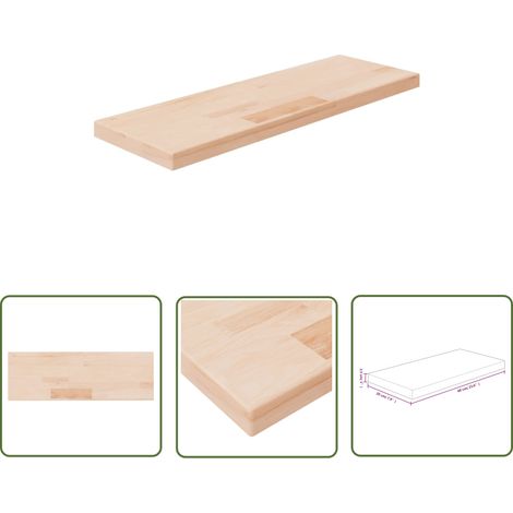 The Living Store Panneau d'étagère 60x20x2,5 cm Bois de chêne massif non traité - Etagere Murale - Étagère Bois Chêne - Rangement Mural - Décoration Murale - Meuble Rustique (1/4)