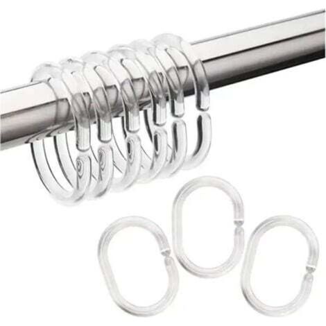 12PCS Transparent Shower Curtain Rings, C-Shaped Rings Made of Durable Plastic – Cheap and Long-Lasting