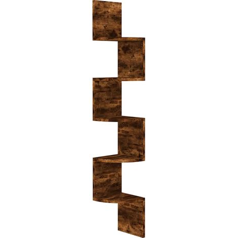 Scaffale Angolare a Muro Rovere Fumo 19x19x123 cm Multistrato vidaXL (1/5)