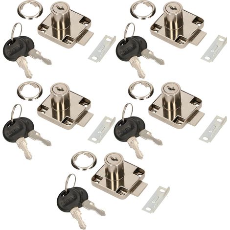 KOTARBAU Lot de 5 serrures de meuble 40 x 40 mm à visser pour portes et tiroirs de meubles (1/5)