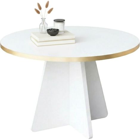 Dmora - Wohnzimmertisch Elnath, Niedriger Wohnzimmertisch, Kaffeeregal, Couchtisch für Sofa, 60x60h40 cm, Gold und Weiß, mit verstärkter Verpackung