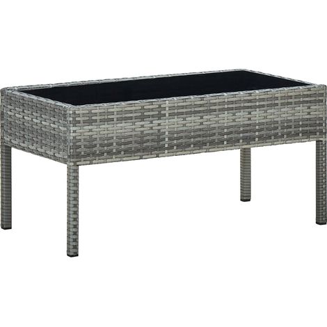 Table de jardin Gris 75x40x37 Résine tressée (1/5)