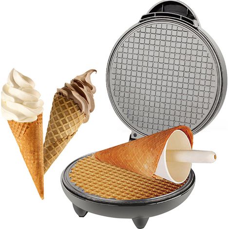 Ortviai Machine à Crêpes Double Face 21 cm, Poêle Multifonctionnelle Antiadhésive pour Gaufres, Omelettes et Cônes de Glace, 1200 W (1/4)