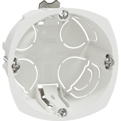 Schneider Electric – Boîte d'encastrement mural 67mm – Profondeur 40mm – 1 poste avec vis et griffes – Installation sécurisée - IMT35914 (1/4)