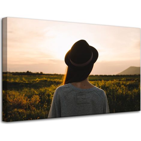 Leinwanddruck Natur Frau mit Hut 80x50