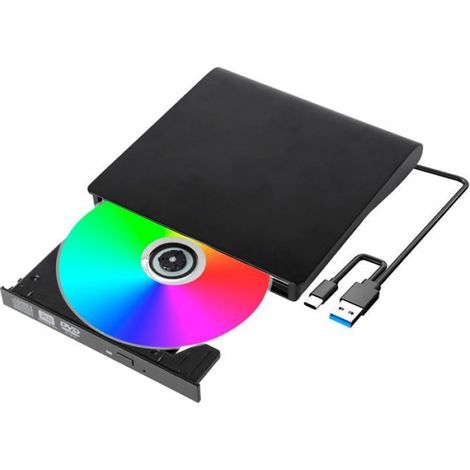 Lecteur DVD Externe - USB 3.0 - Graveur CD RW DVD RW - Compatible Windows Mac Linux - 14,2 x 14,2 x 1,7 cm - 300 g (1/5)