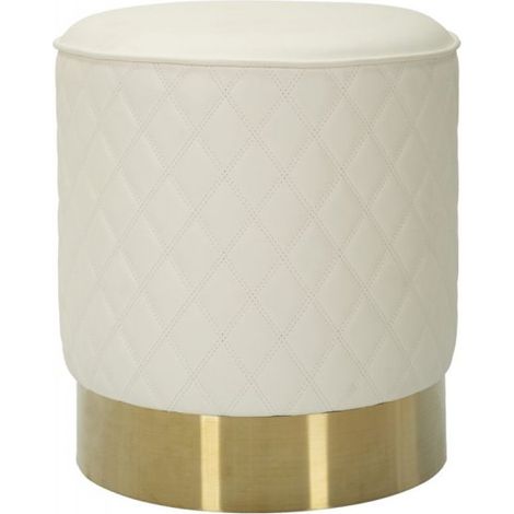 Pouf rotondo trapuntato con base in metallo Sharon rotondo