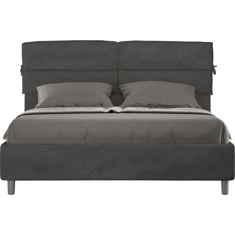 Letto matrimoniale e rete 160x200 in microfibra grigio Nandy (1/4)