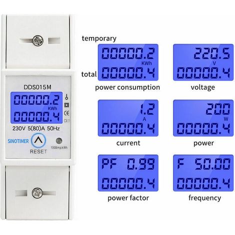 Contatore di energia, contatore elettrico, contatore di wattora con display digitale DDS015M, contatore di potenza elettrica monofase, azzerabile, 230V (1/5)