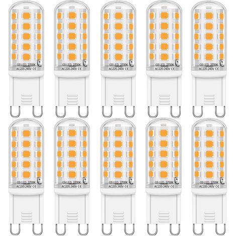 Lampe LED G9 Blanc Chaud 2700K – 400 lm, 4 W (équivalent 30 W halogène), non dimmable, sans scintillement – Lot de 10
