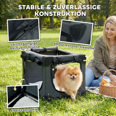 Caisse pliable pour chien, cage de transport avec coussin amovible et lavable, housse en tissu Oxford, pour chiens jusqu'à 4 kg, vert militaire (1/5)