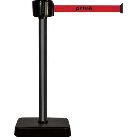 Poteau alu noir à sangle grande longueur rouge privé 12m x 50mm sur socle mobile - 2810180 (1/2)