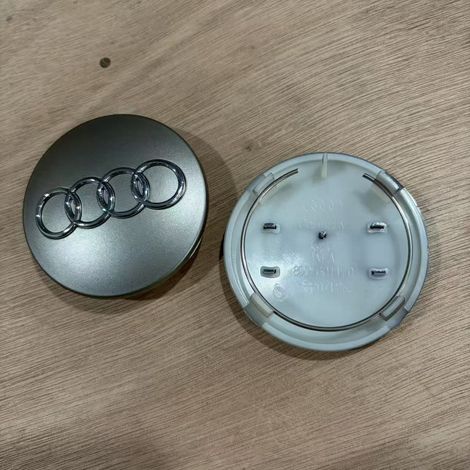 Satz mit 4 Radnabenkappen (68 mm) für Audi A4L, A3, A6L, Q2L, Q3 und Q5L, dekoratives graues Felgenmitten-Emblem, 4 Stück, grau (1/2)