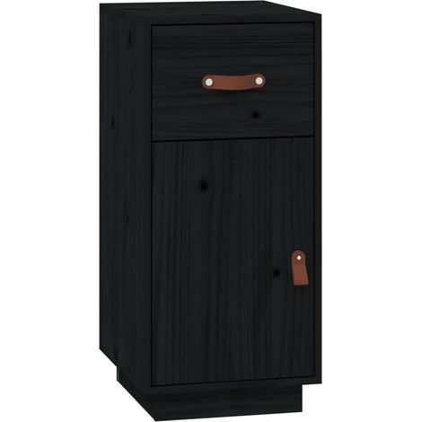 Credenza buffet cassettiera mobile contenitore organizer cucina soggiorno soggiorno 34 x 40 x 75 cm legno massello di pino nero 020035917