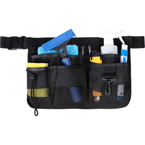 Tablier de nettoyage à 7 poches avec ceinture ajustable, imperméable, idéal pour le nettoyage des chambres d'hôtel.