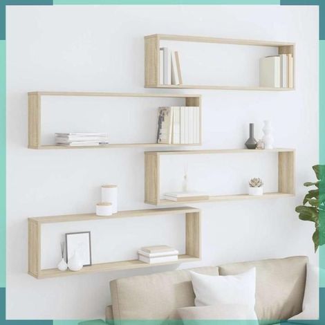 807089 étagères cube murales 4 pcs chêne sonoma bois d'ingénierie (1/5)