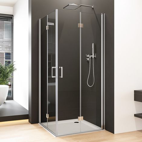Duschkabine 100x100 cm Falttür Eckeinstieg, Duschkabine 100x100 cm Eckeinstieg Drehfalttür Dusche Duschabtrennung mit 6mm NANO ESG Sicherheitsglas Glas Duschwand Höhe: 195cm