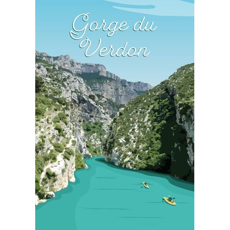 Tableau sur toile illustration gorges du Verdon 30x45 cm - Impression sur Toile Murale Décorative - Image imprimée en HD sur Toile - Toile sur Châssis en Bois FSC - Fabriqué en France (1/5)
