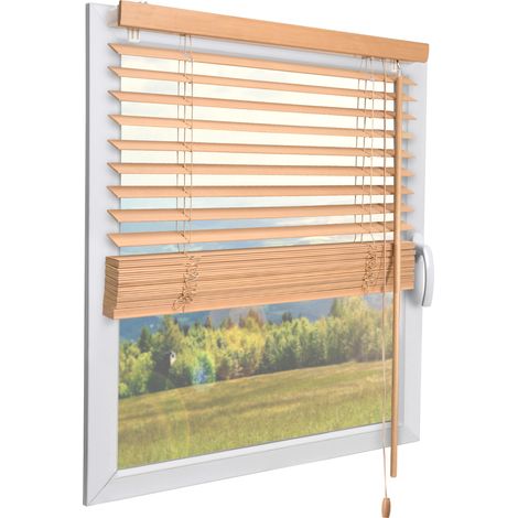 Sol Royal – Store vénitien en bois 70x130cm – Aspect chêne – Lamelles 3,5cm – Système de réglage indépendant – Installation sans perçage